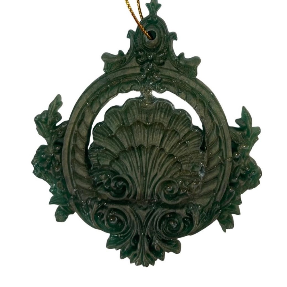 10pc Handmade Green Mica Baroque Architectural Salvage Style Christmas Ornaments - Picture 8 of 16